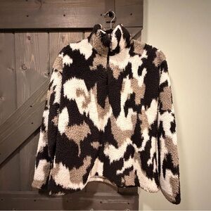 Cozy Eddie Bauer Sherpa 1/4 Zip Fleece Pullover Jacket Women’s L Gray, Black,